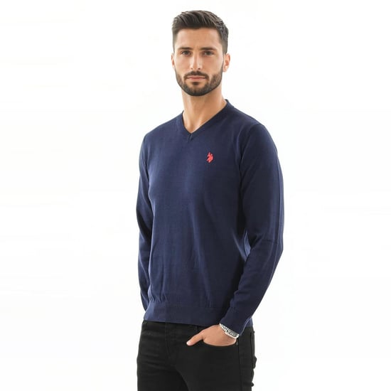 Jersey de cuello en V para hombre U.S. POLO ASSN. Classic Fit de algodón y viscosa - Image 4
