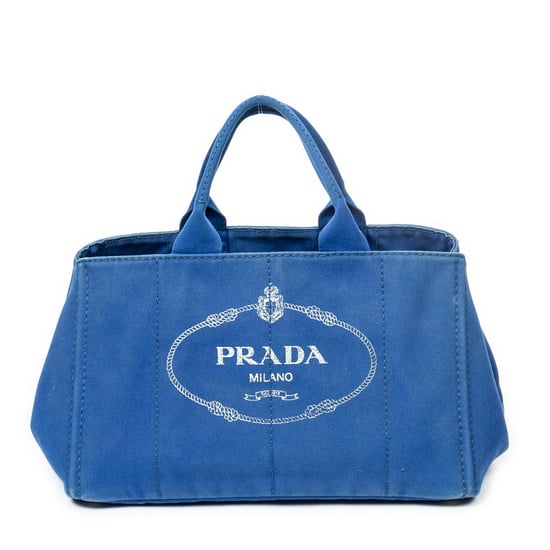 Prada Large Canapa Tote en Azul Real Lienzo - Image 1