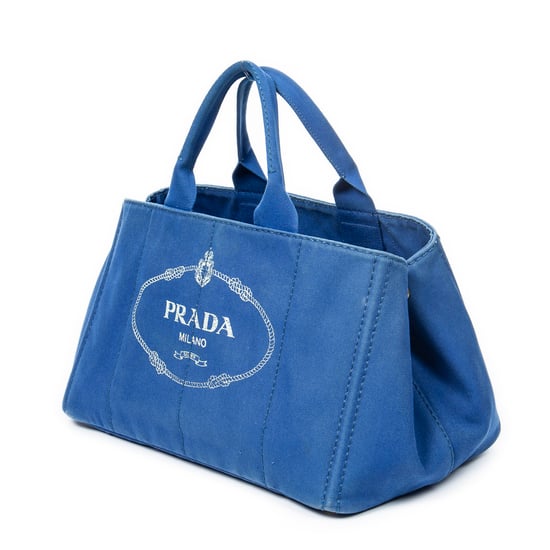 Prada Large Canapa Tote en Azul Real Lienzo - Image 2