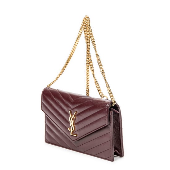 Yves Saint Laurent Cassandre Envelope Chain Wallet  en Borgoña Cuero de ternero - Image 2