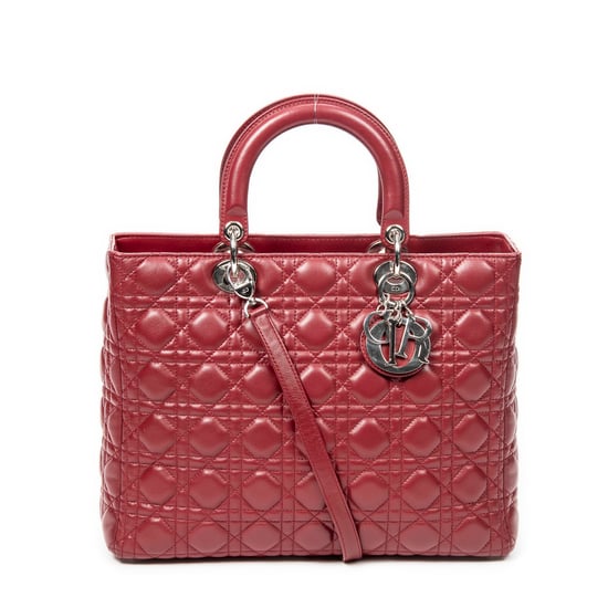 Dior Large Lady Dior Zip en Borgoña Cuero de ternero - Image 1