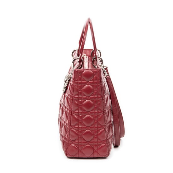Dior Large Lady Dior Zip en Borgoña Cuero de ternero - Image 3
