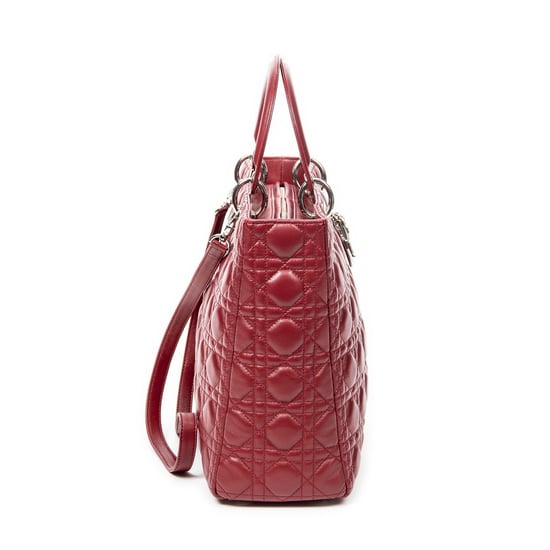 Dior Large Lady Dior Zip en Borgoña Cuero de ternero - Image 4