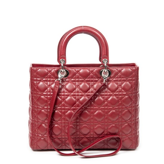 Dior Large Lady Dior Zip en Borgoña Cuero de ternero - Image 5