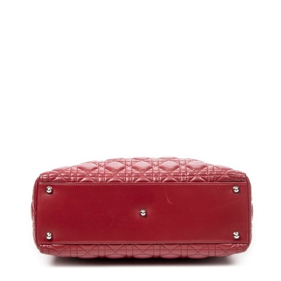 Dior Large Lady Dior Zip en Borgoña Cuero de ternero - Image 6