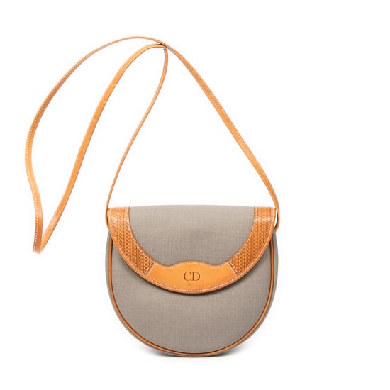 Dior Vintage CD Flap Crossbody en Gris/Tan Lienzo recubierto - Image 1