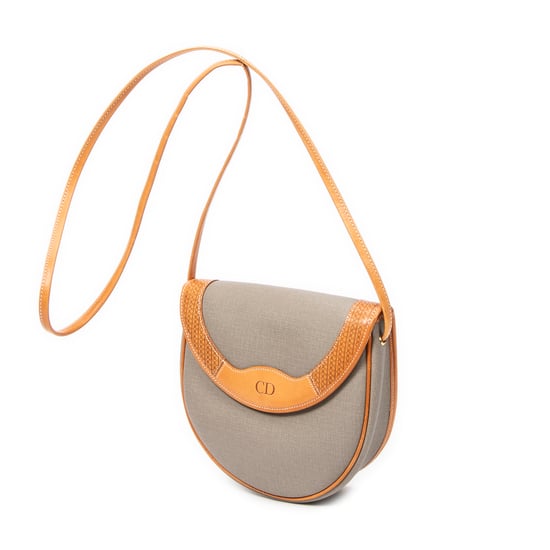 Dior Vintage CD Flap Crossbody en Gris/Tan Lienzo recubierto - Image 2