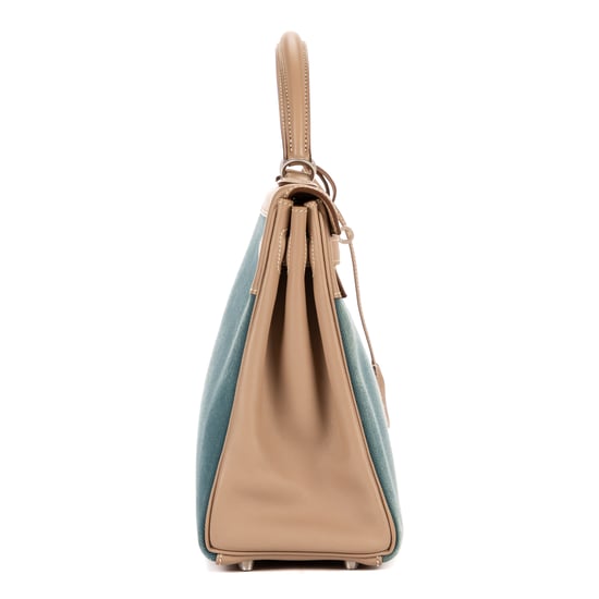 Hermès Rare Ltd. Ed. Kelly 32 Retourne Amazonia 32 en Azul verdosa/Beige claro Cuero de ternero - Image 5
