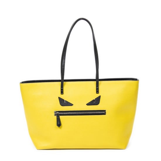 Fendi Monster Eyes Roll Zip Tote en Amarillo/Negro Cuero de ternero - Image 1