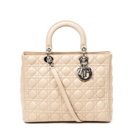 Dior Large Lady Dior Zip en Beige Cuero de ternero - Image 1