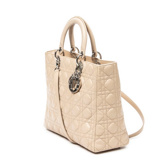 Dior Large Lady Dior Zip en Beige Cuero de ternero - Image 2