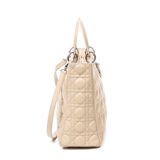Dior Large Lady Dior Zip en Beige Cuero de ternero - Image 4