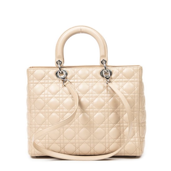 Dior Large Lady Dior Zip en Beige Cuero de ternero - Image 5