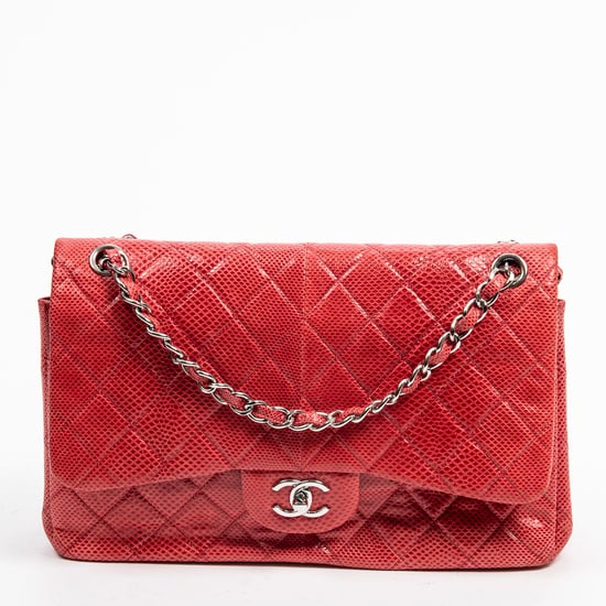 Chanel Ltd. Ed. Lizard Skin Jumbo Classic Double Flap en Red Cuero de ternero - Image 1