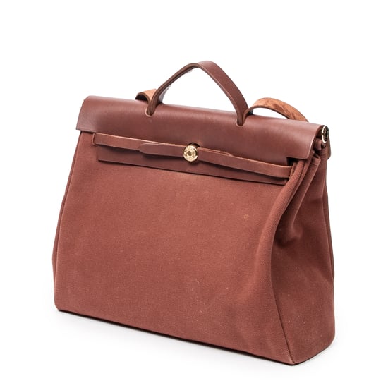 Hermès Herbag MM en Beige/Marrón Lienzo - Image 3