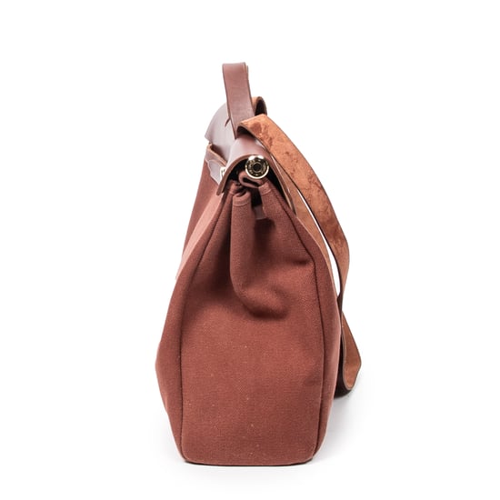 Hermès Herbag MM en Beige/Marrón Lienzo - Image 4