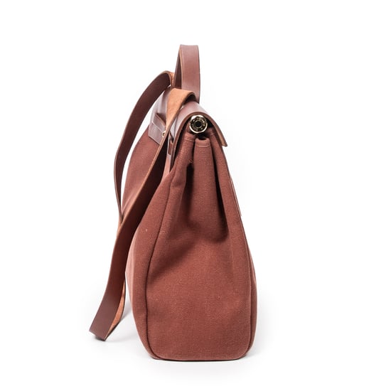 Hermès Herbag MM en Beige/Marrón Lienzo - Image 5