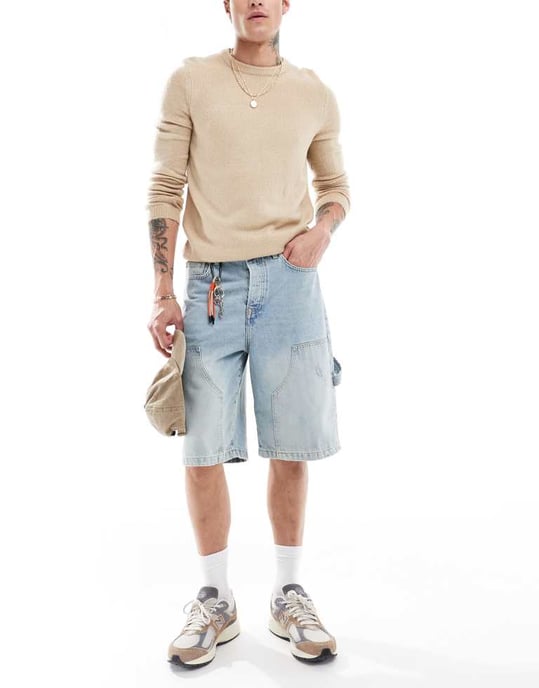 ASOS DESIGN lätt borstad stickad tröja i havre - Image 2