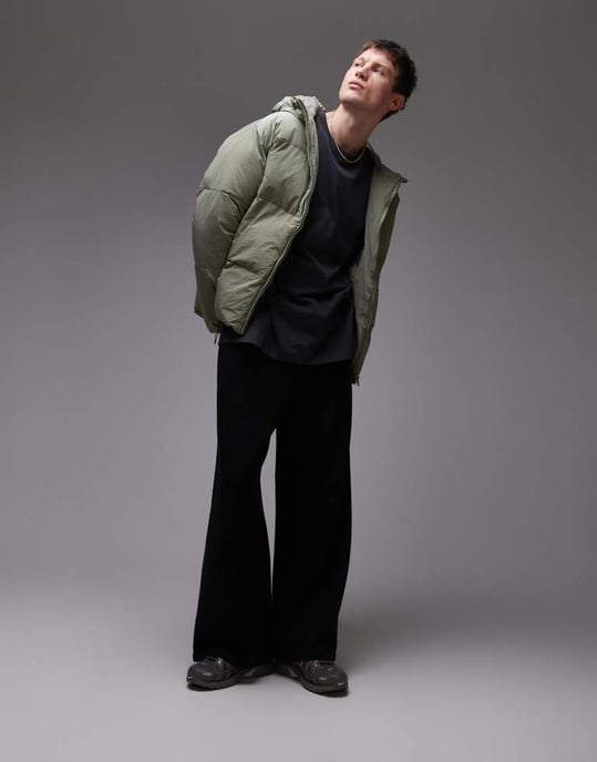 Topman texturerad huvjacka i sagegrön - Image 2