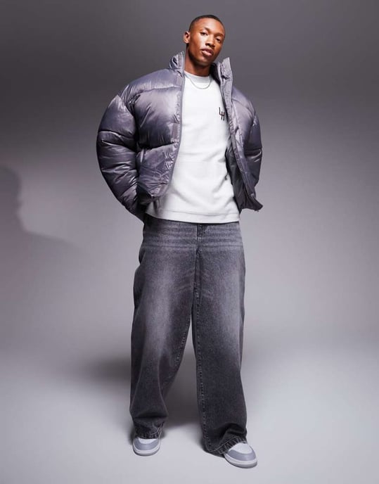 ASOS DESIGN överdimensionerad pufferjacka i grått - Image 2