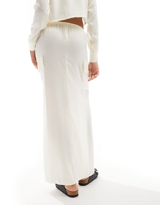 ASOS DESIGN utility co-ord maxikjol i krämfärg - Image 4