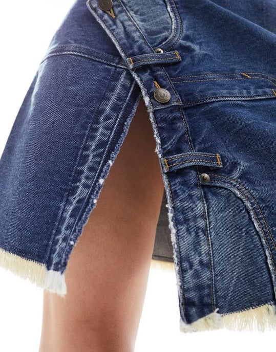 Weekday Valley co-ord dekonstruerad denim minikjol i blått - Image 3