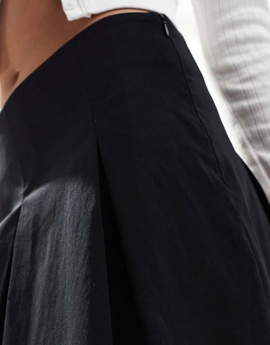 ASOS DESIGN veckad minikjol i svart - SVART - Image 4