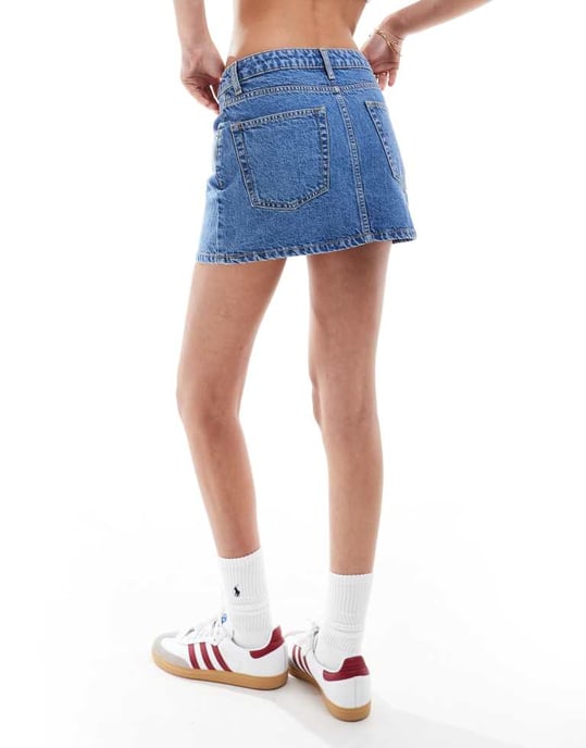 ASOS DESIGN denim skirt i mellanhav blå co-ord - Image 2