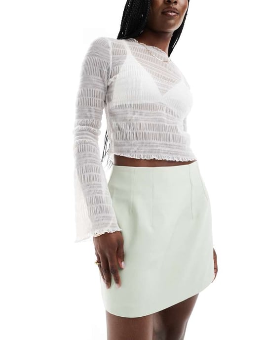 ASOS DESIGN skräddarsydd hög midja mini kjol i havsgrön blå - Image 4