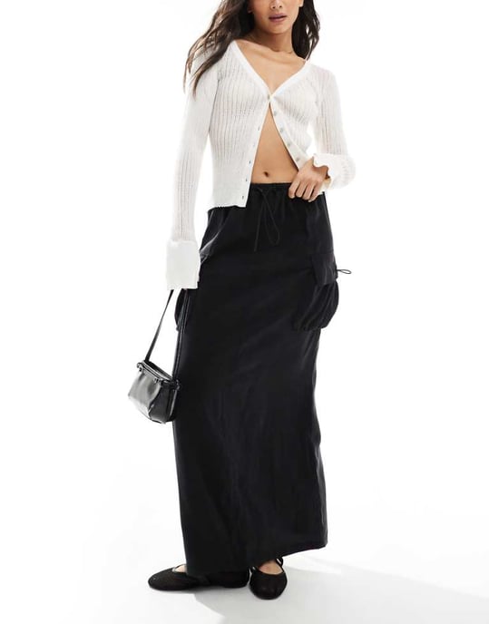 ASOS DESIGN cargomaxikjol i svart - Image 1