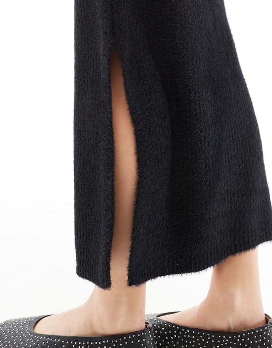 Vero Moda fluffig midi kjol-set i svart - Image 3