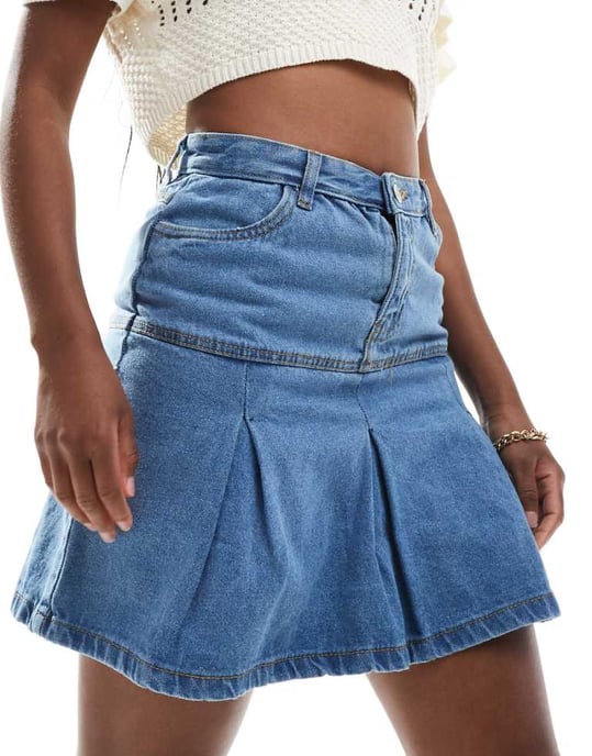 In The Style veckat denimminikjol i blått - Image 1