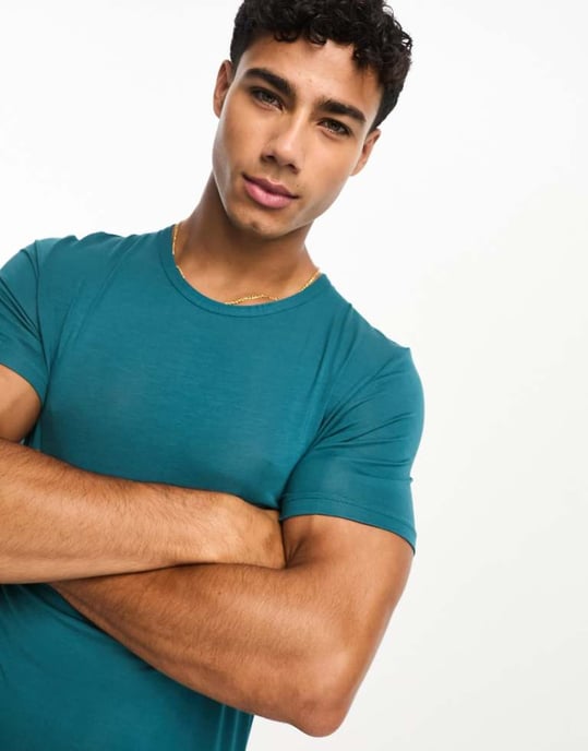Calvin Klein bröstlogo lounge t-shirt i teal - Image 1