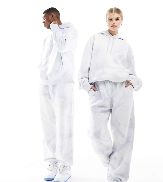 Weekday unisex co-ord joggers i drömsk blå batik exklusivt för ASOS - Image 1
