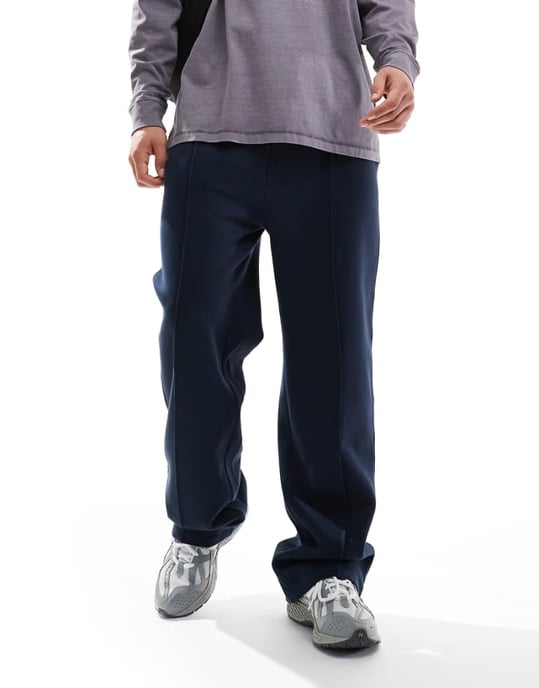 ASOS DESIGN vid bens jogger med veck i marinblå - Image 1