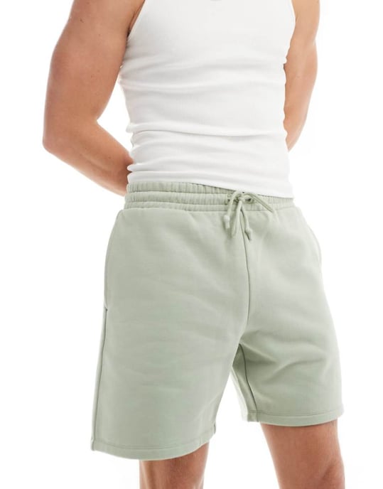 ASOS DESIGN premium oversized tungviktsshorts i 400gsms i ljusgrön - Image 1