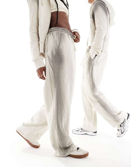 COLLUSION Unisex avslappnade joggers i ombre grå tvätt co-ord - Image 2
