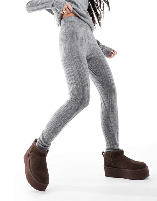 In The Style stickade leggings set i grått - Image 4