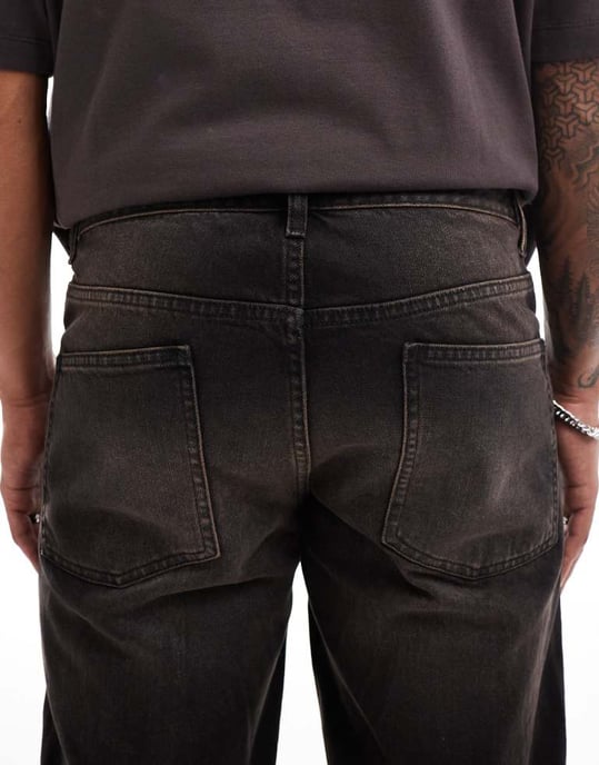 ASOS DESIGN tapered fit i tvättad svart med brun nyans - BRUN - Image 4