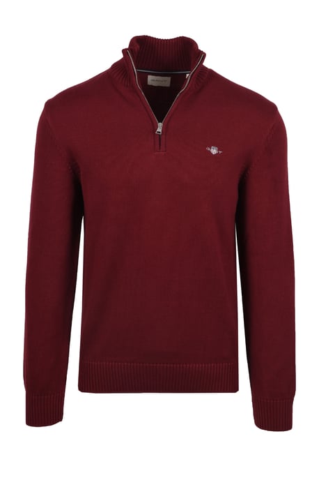 Gant Cotton Half Zip Knitwear Plumped Red - Image 1