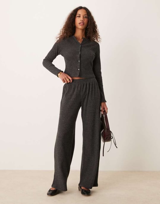 Miss Selfridge borstad ribbad vid byxa - Image 1