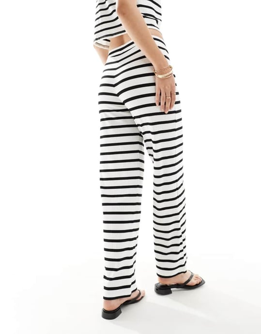 JDY ribbat byxdress med vida ben i randig design - Image 4