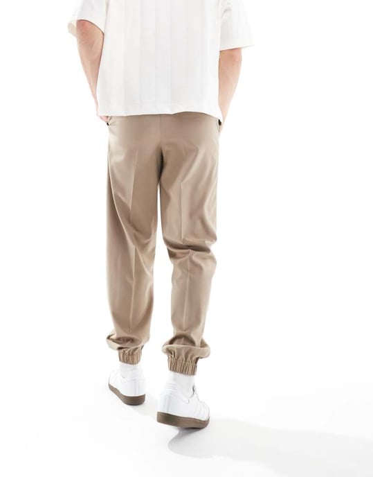 ASOS DESIGN smart raka joggers i stenfärg - Image 3