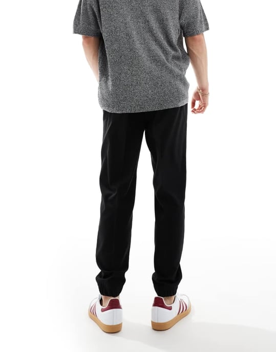 ASOS DESIGN justerade smartbyxor med joggercontent i svart - Image 2