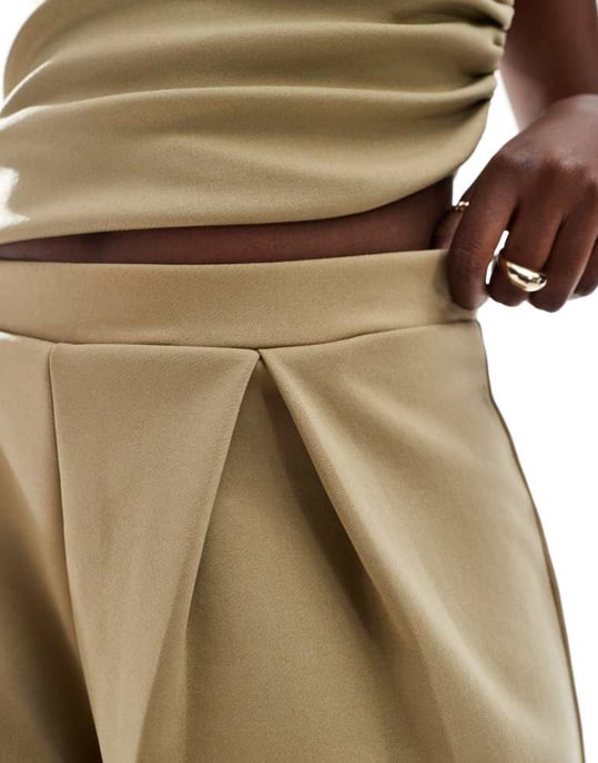 ASOS DESIGN koord vida benbyxor i khaki - Image 2