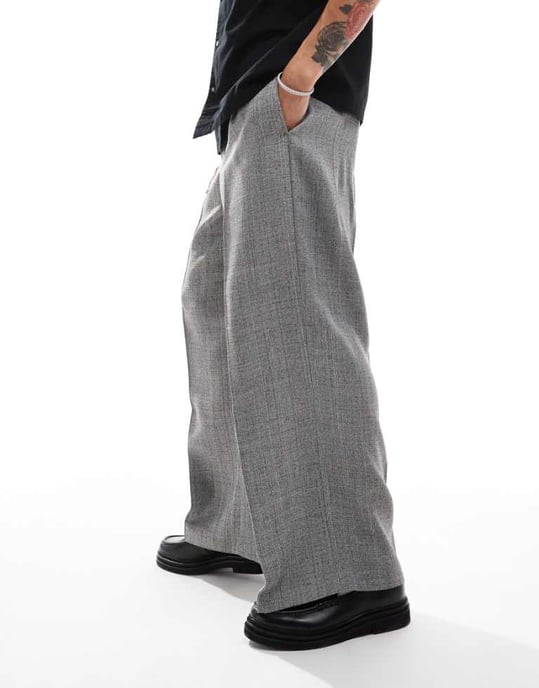 ASOS DESIGN smart extremt vida joggers i grått med lång dragsko - Image 1