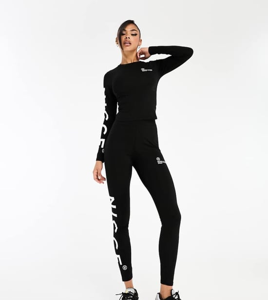 Nicce mara co-ord leggings i svart med placeringstryck - Image 1