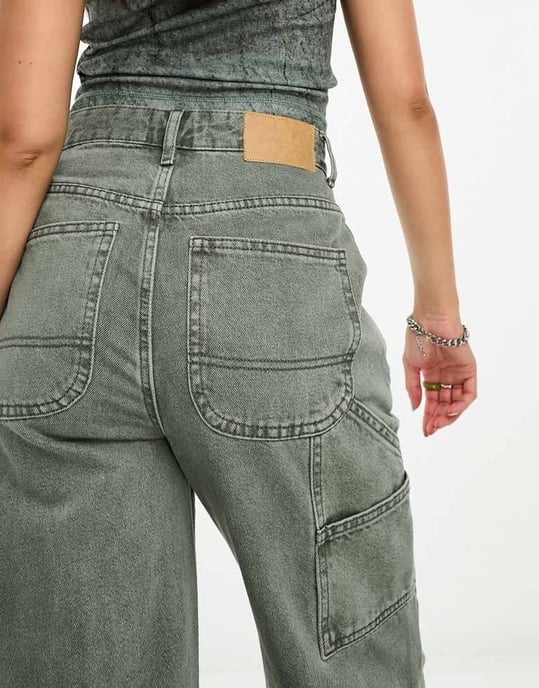 Cotton On snickarjeans i rökig grön - Image 4