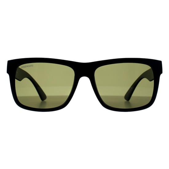 Serengeti Rectángulo Hombre Negro Mate Mineral Verde 555nm Polarizado Positano - Image 1