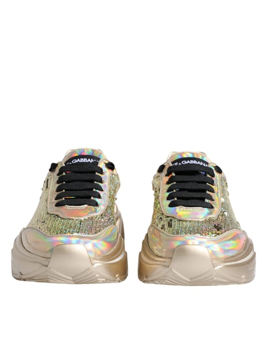 Zapatillas de Día Master Iridiscentes de Lentejuelas Doradas Dolce & Gabbana - Image 2